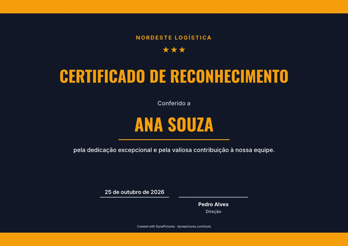Modelo de certificado de reconhecimento – estilo Esportivo