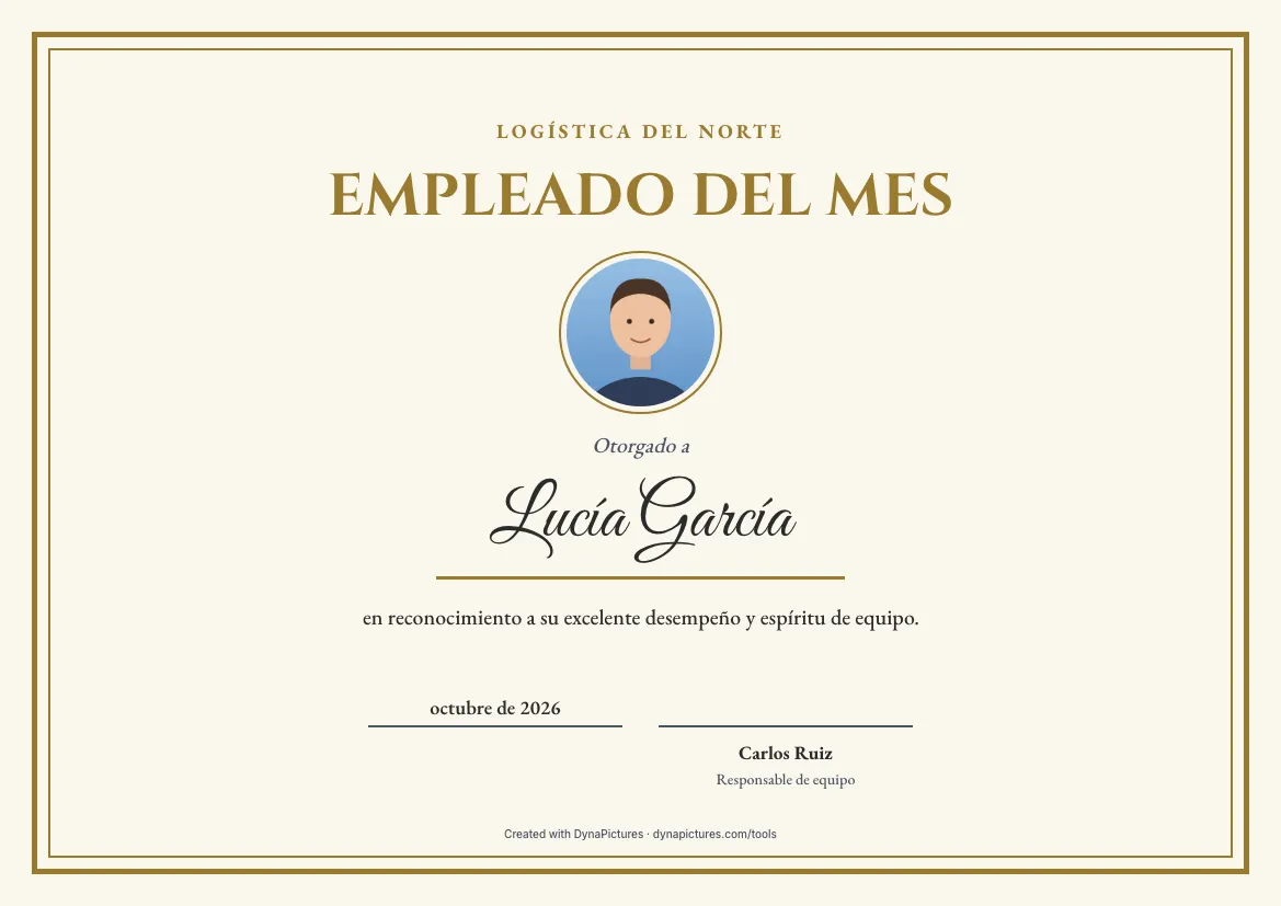 Plantilla de empleado del mes con foto – estilo Clásico