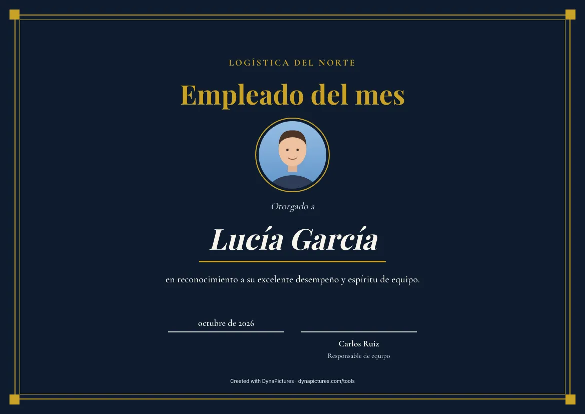 Plantilla de empleado del mes con foto – estilo Elegante