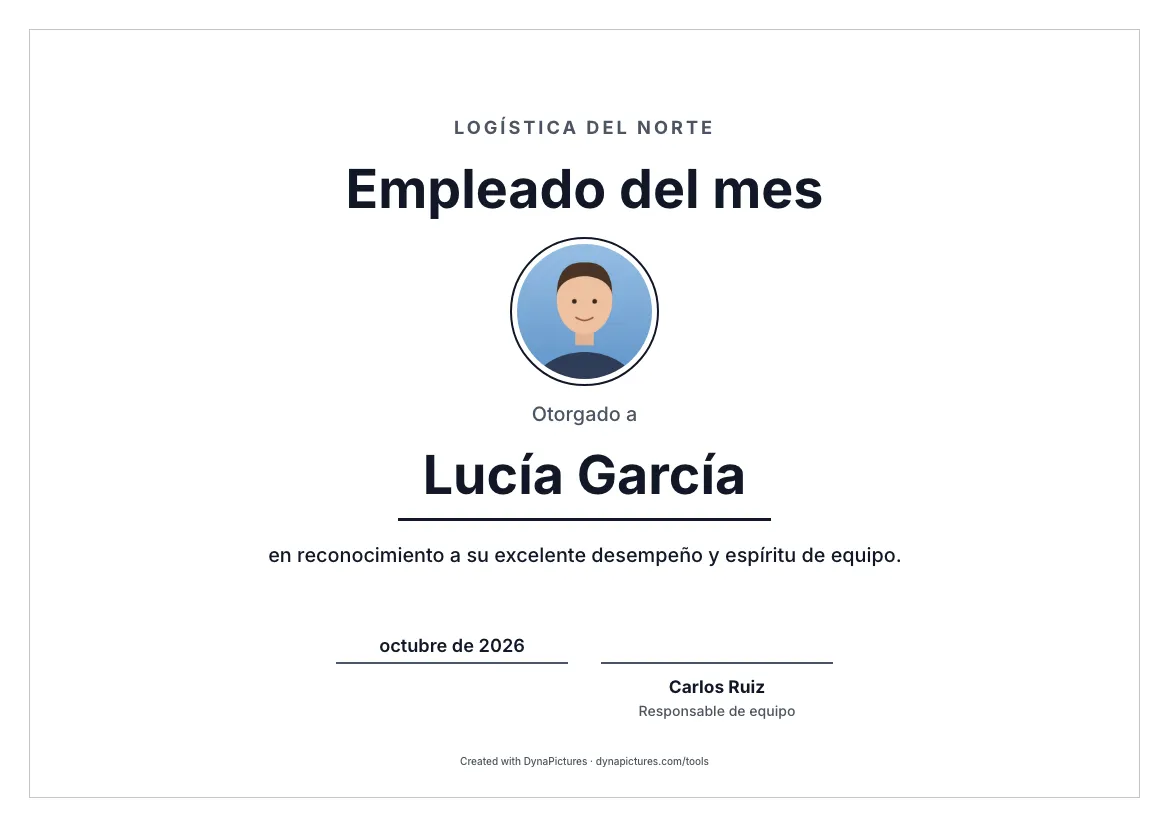 Plantilla de empleado del mes con foto – estilo Minimalista