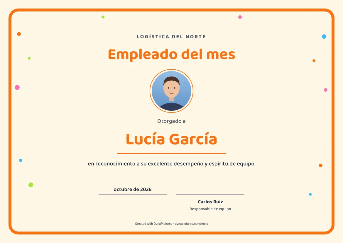 Plantilla de empleado del mes con foto – estilo Divertido