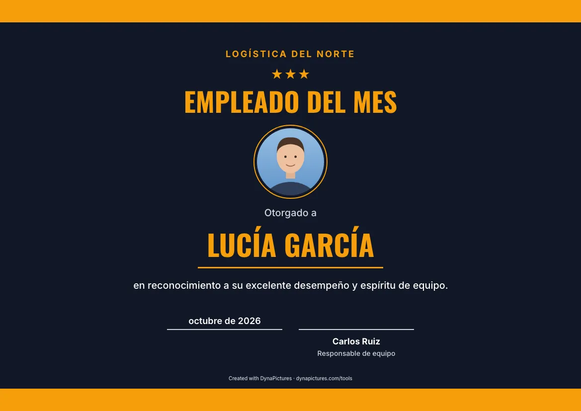 Plantilla de empleado del mes con foto – estilo Deportivo