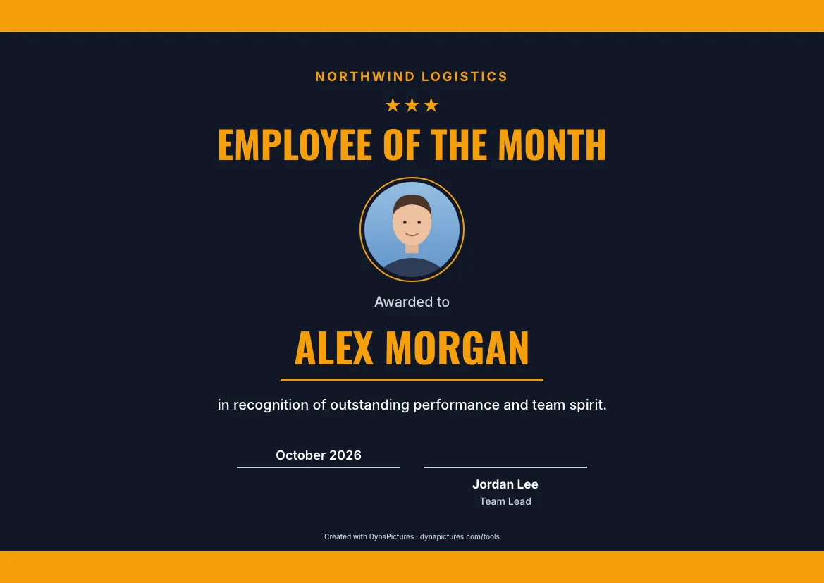 Employee of the month certificate template – Sports style