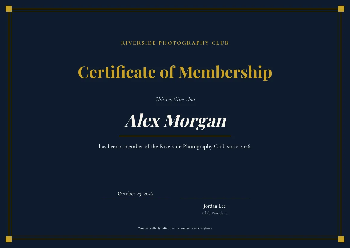 Membership certificate