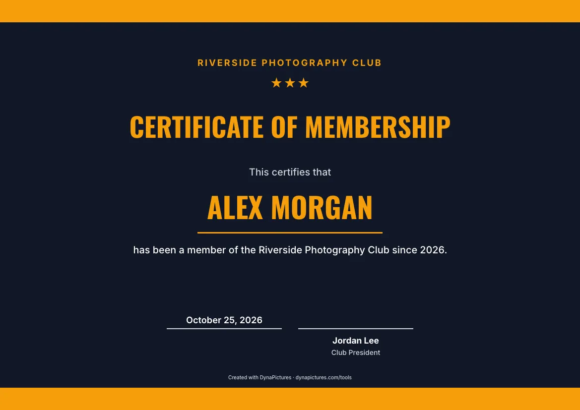 Membership certificate template – Sports style