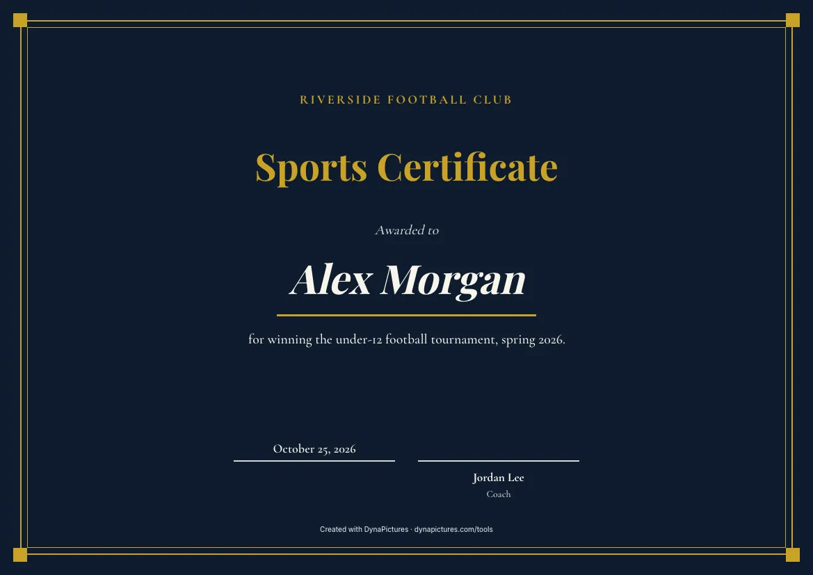 Sports certificate template – Elegant style