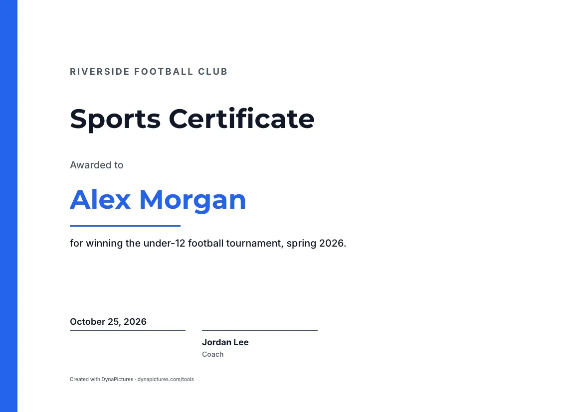 Sports certificate template – Modern style
