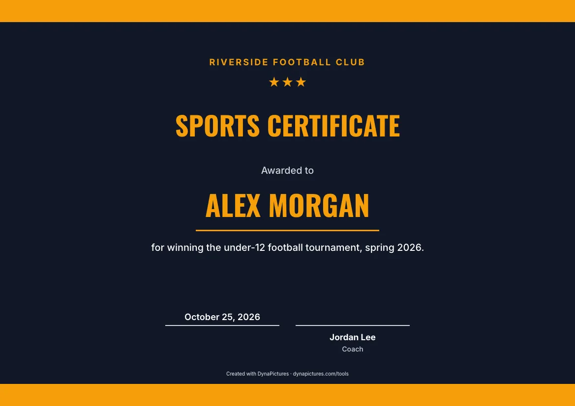 Sports certificate
