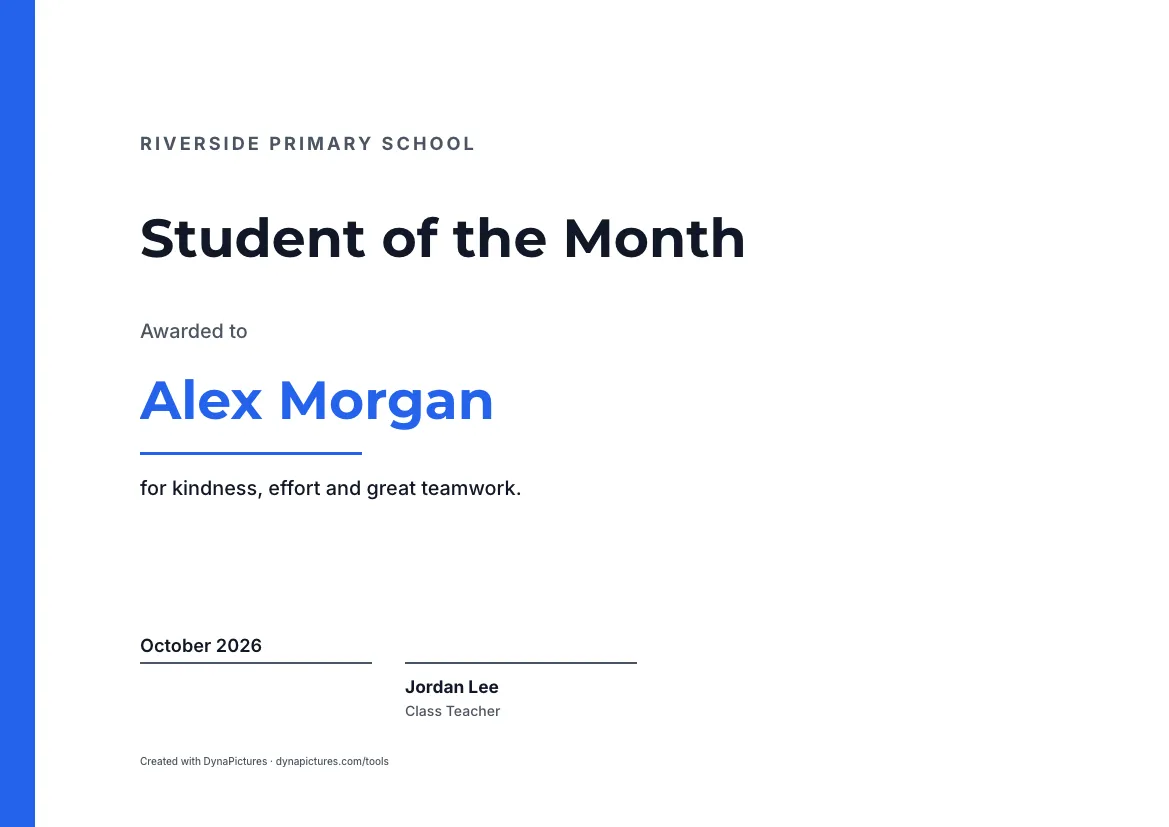 Student of the month certificate template – Modern style