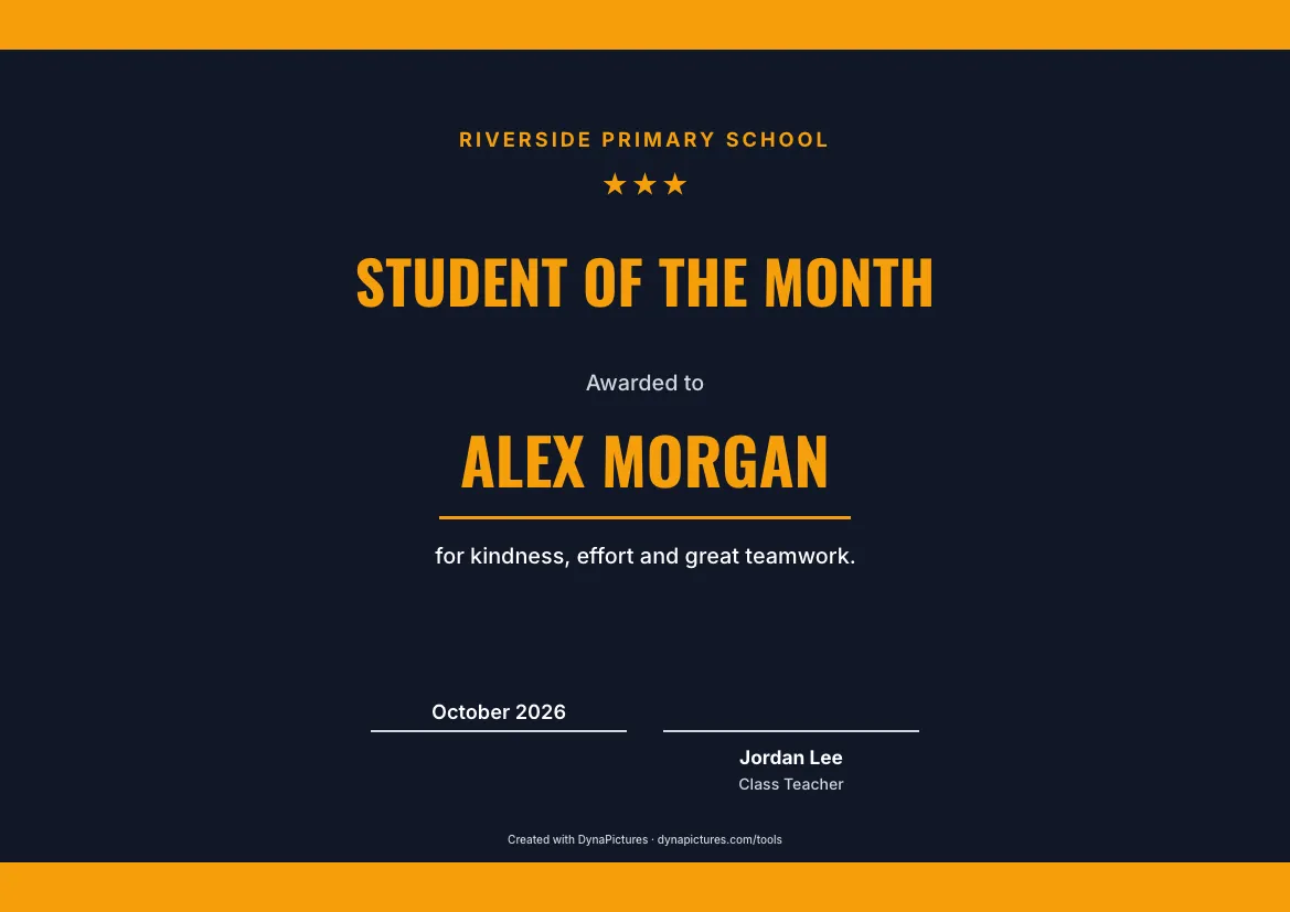 Student of the month certificate template – Sports style