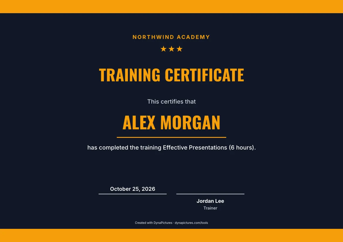 Training certificate template – Sports style