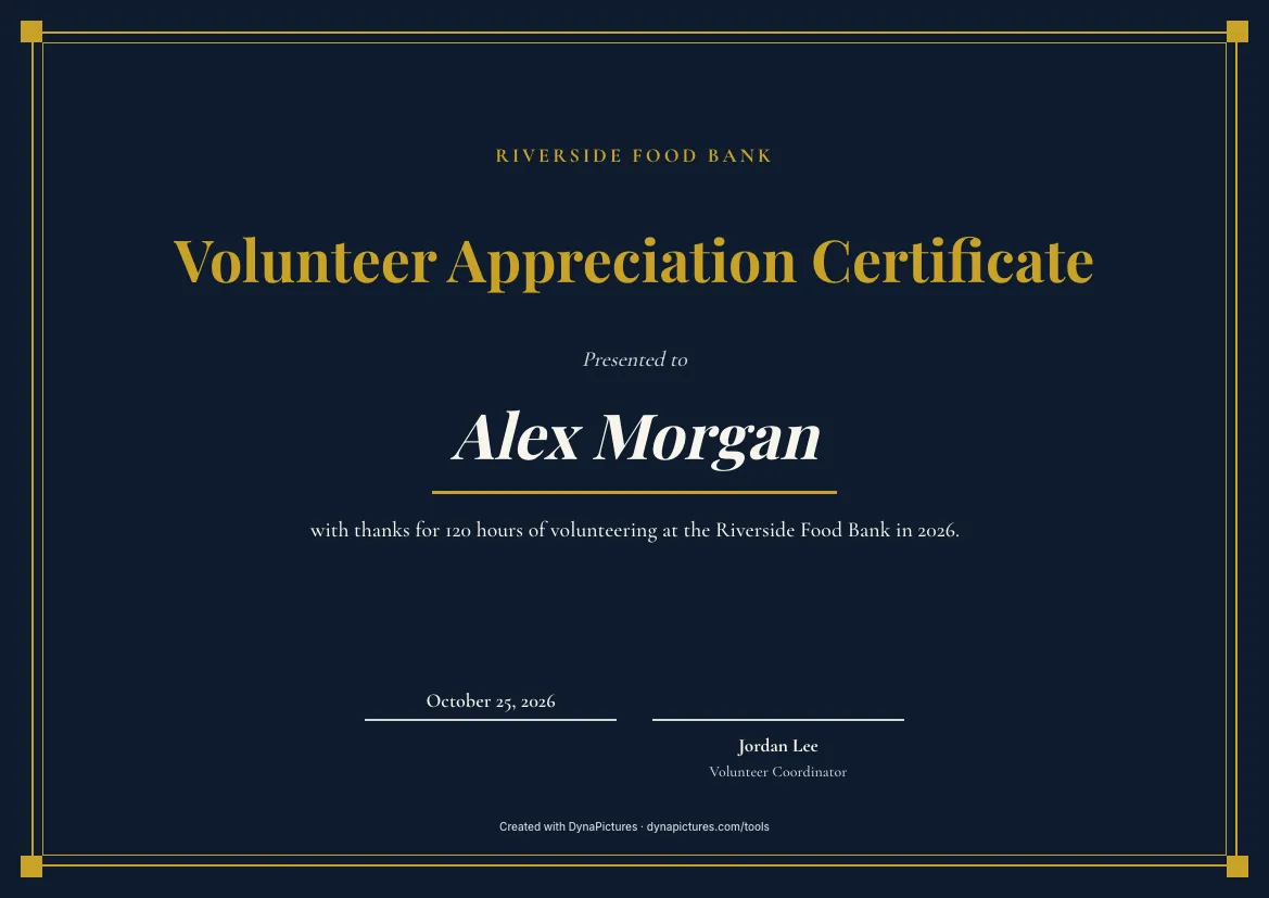 Volunteer certificate