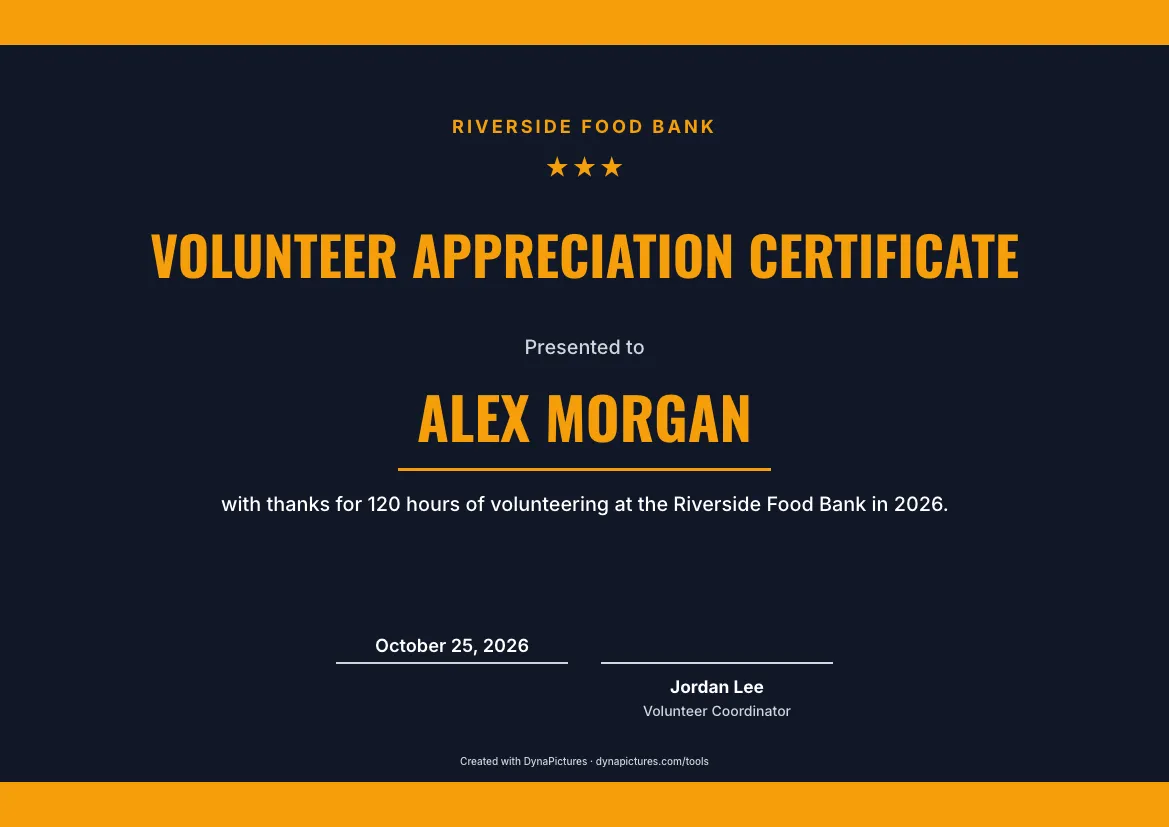Volunteer certificate template – Sports style