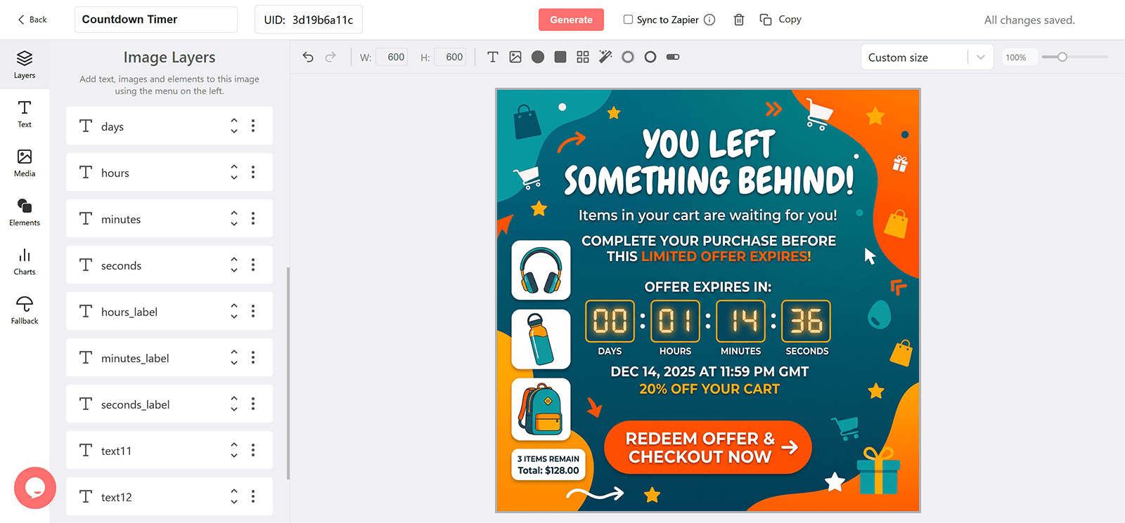 Abandoned Cart Recovery Email Countdown Timer Generator
