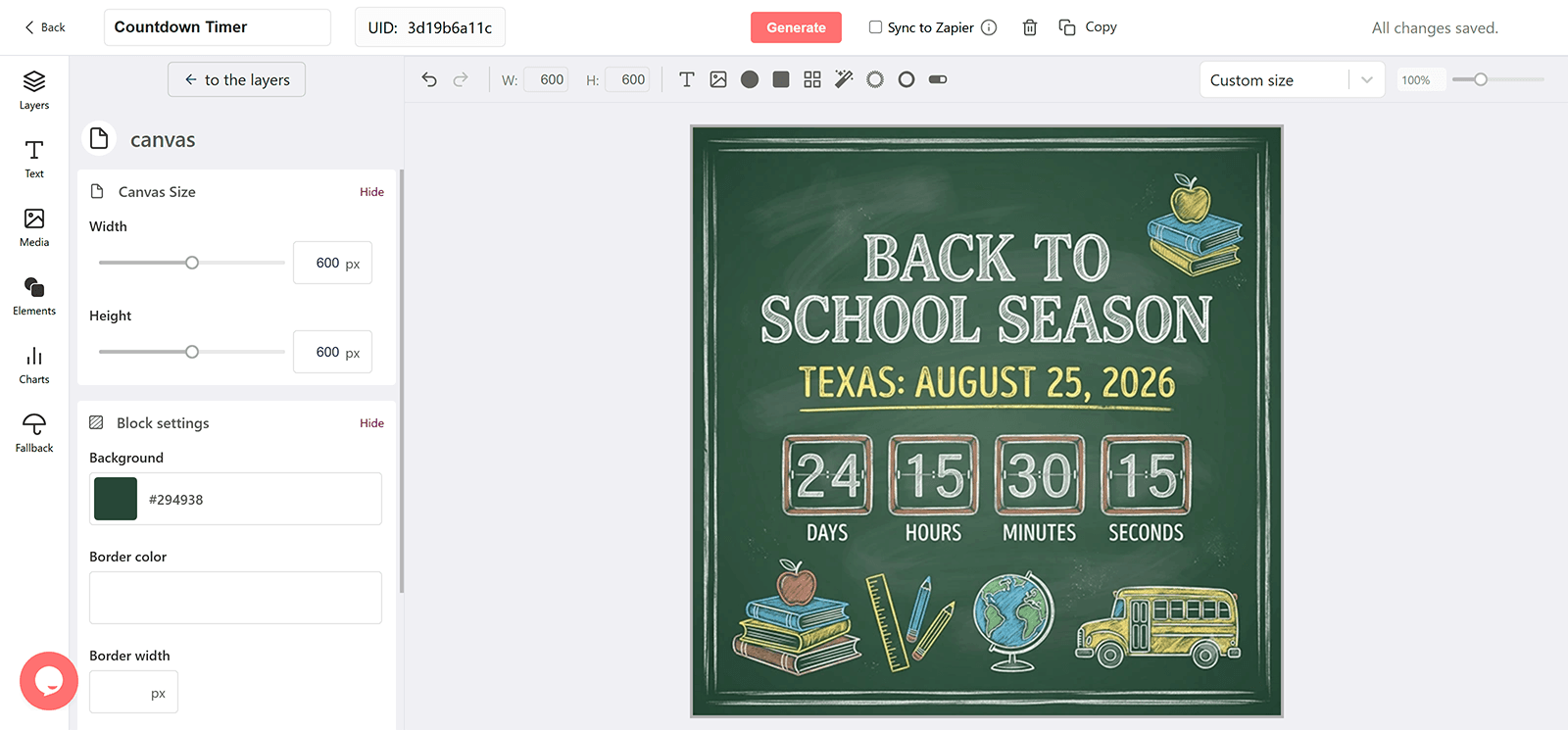 Back to School Email Countdown Timer Generator