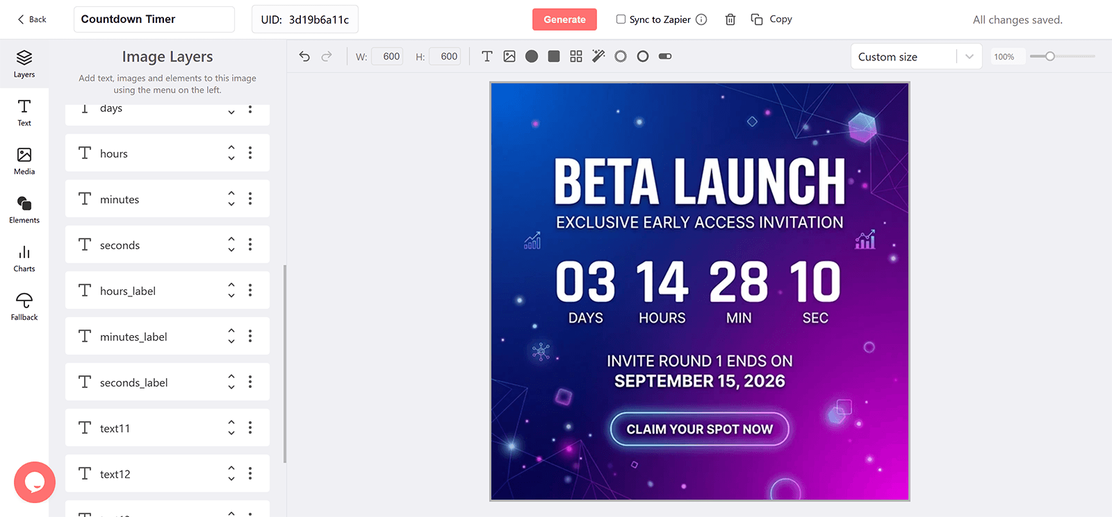 Beta Launch Email Countdown Timer Generator