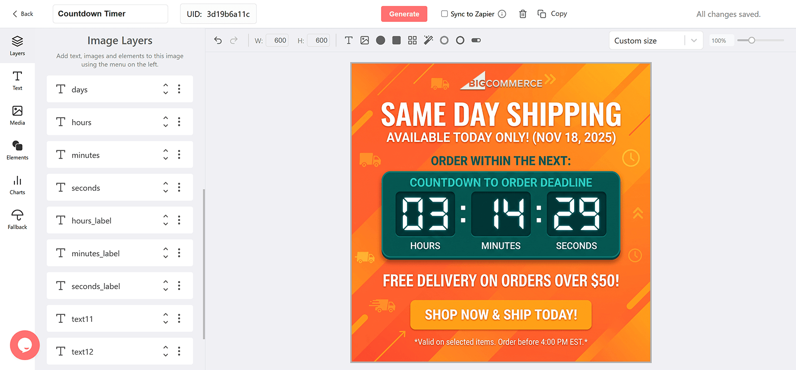 BigCommerce Countdown Timer Generator for Email