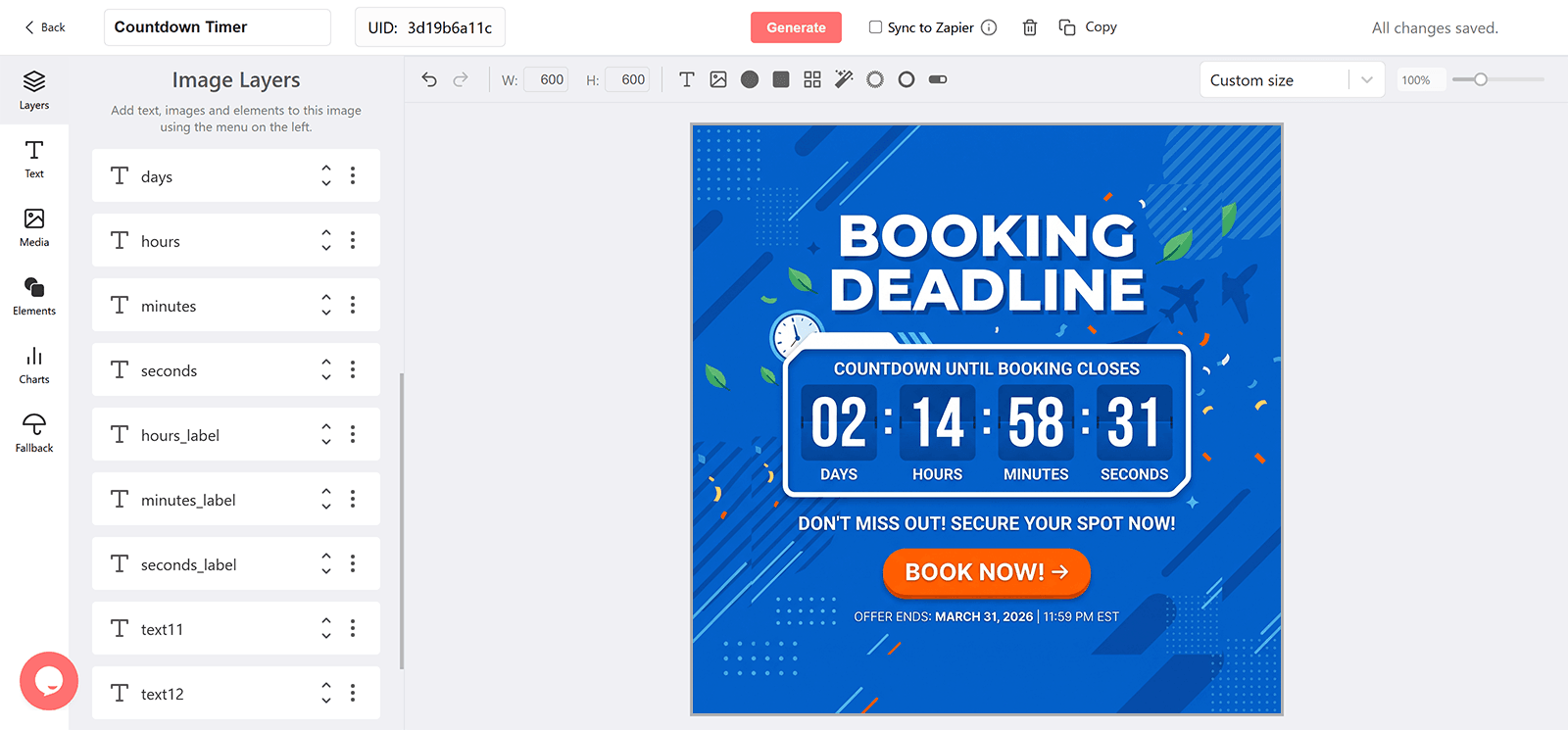 Booking Deadline Email Countdown Timer Generator