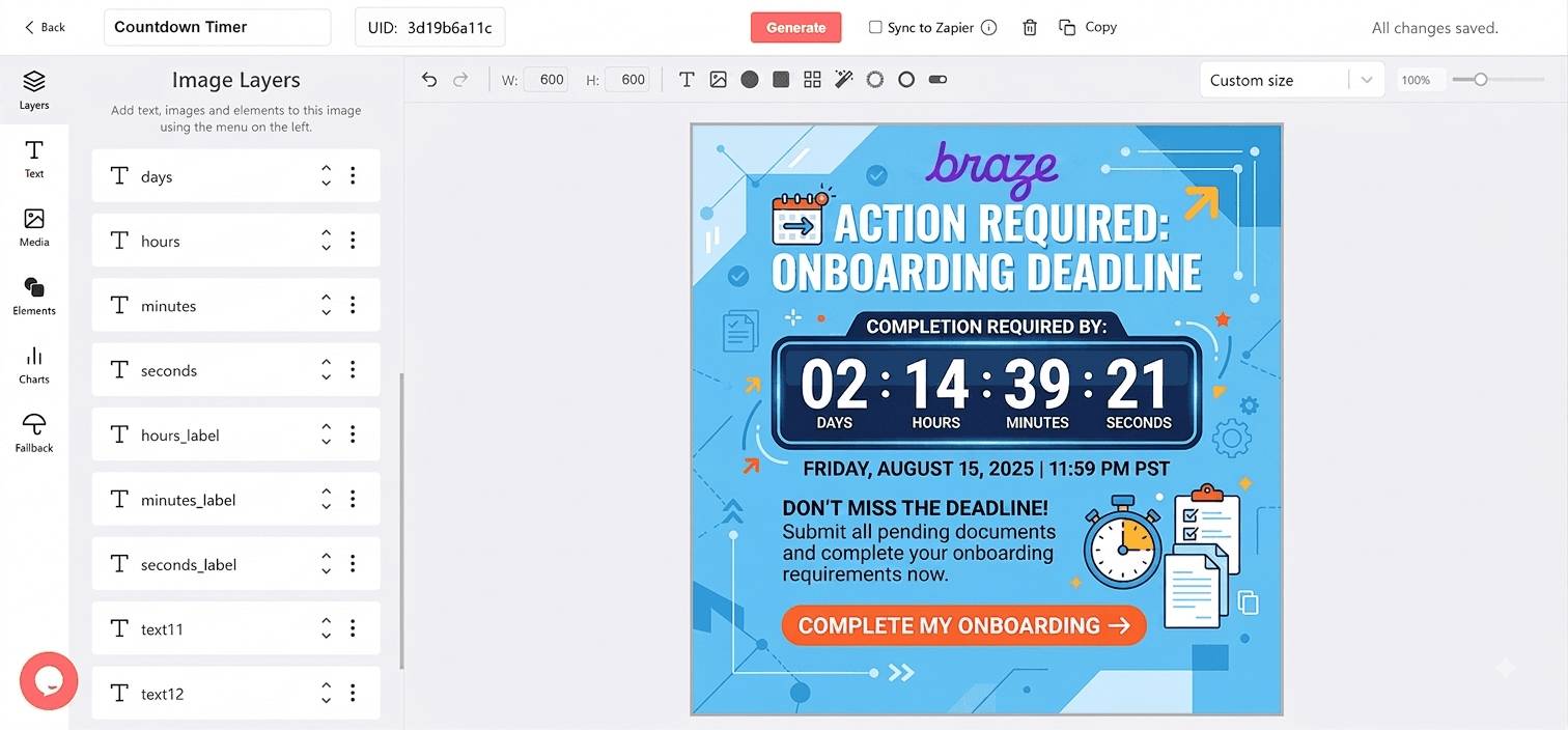 Braze Countdown Timer Generator for Email
