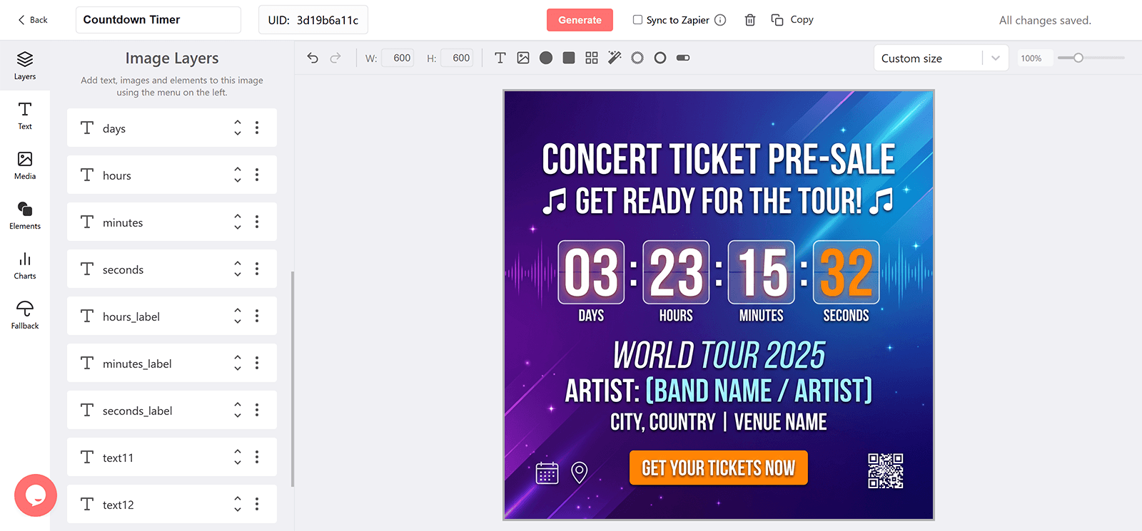 Concert Ticket Email Countdown Timer Generator