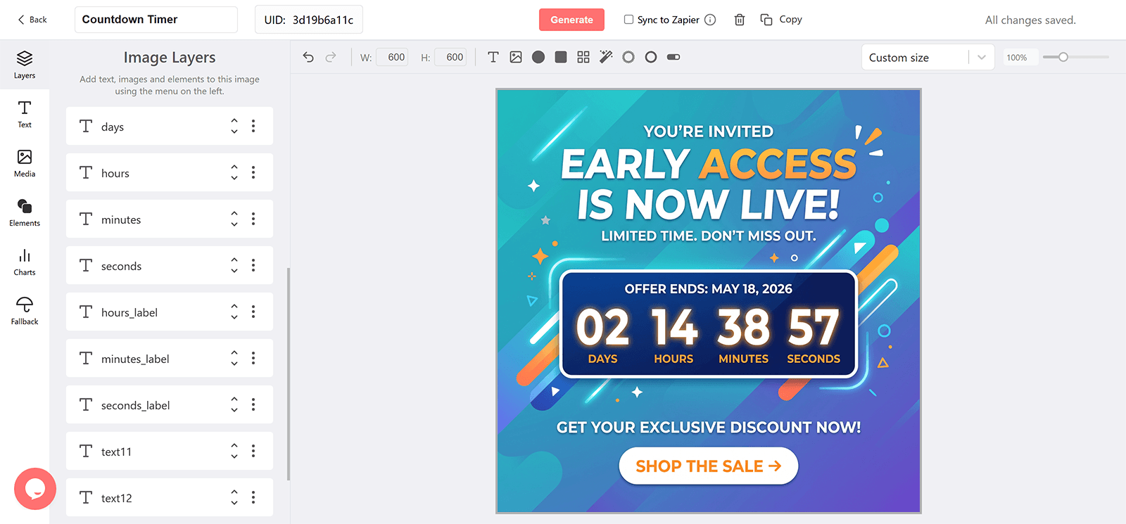 Early Access Email Countdown Timer Generator