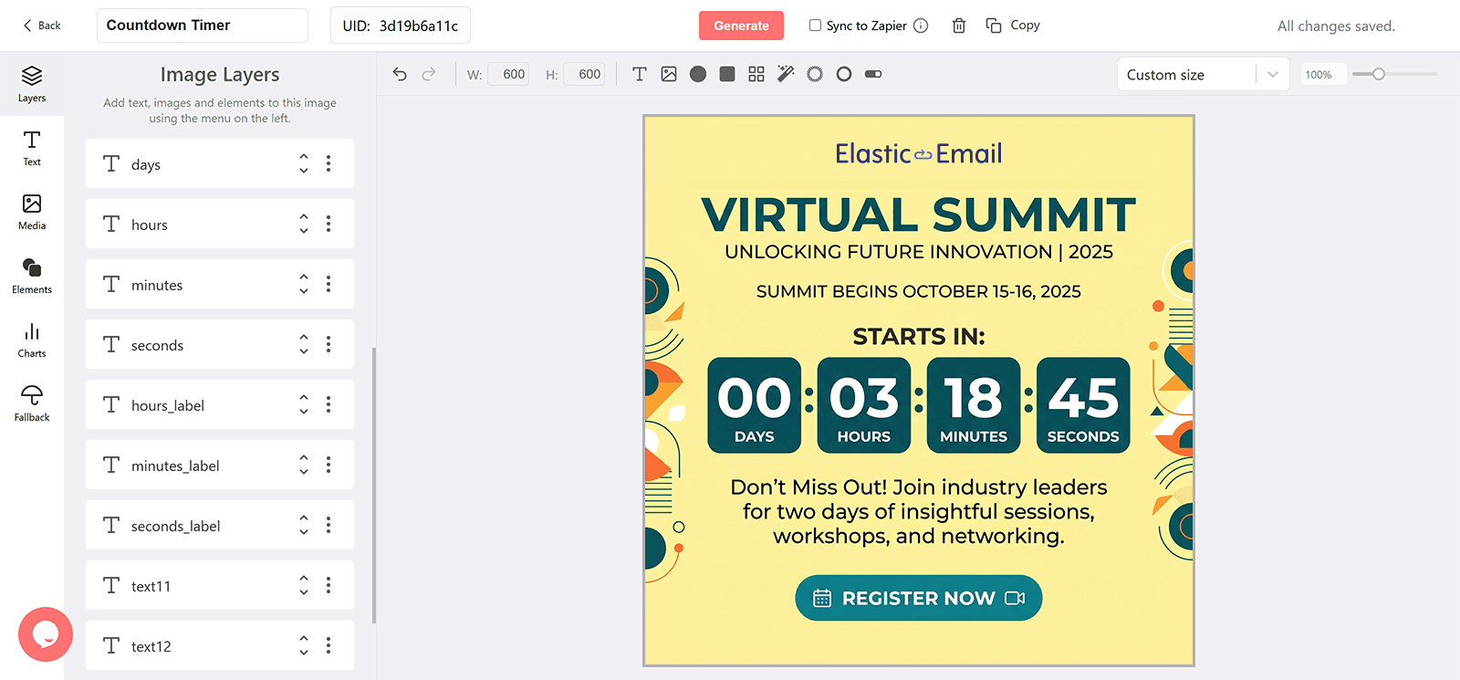 Elastic Email Countdown Timer Generator