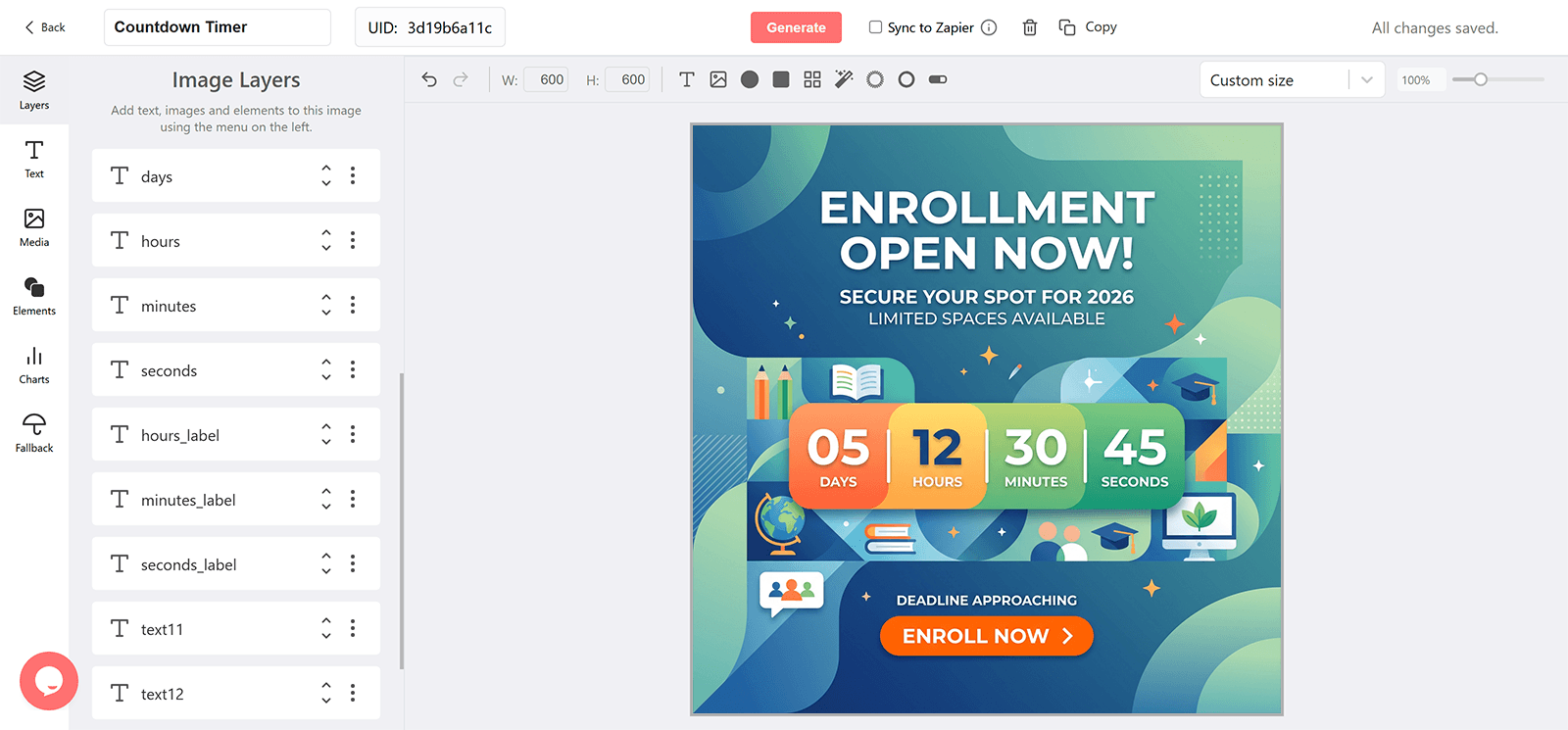 Enrollment Email Countdown Timer Generator