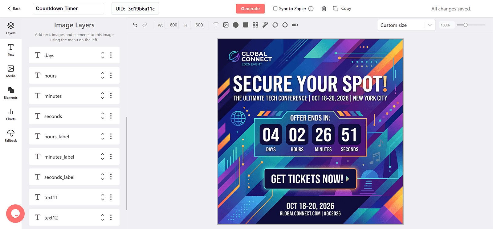 Event Ticket Email Countdown Timer Generator