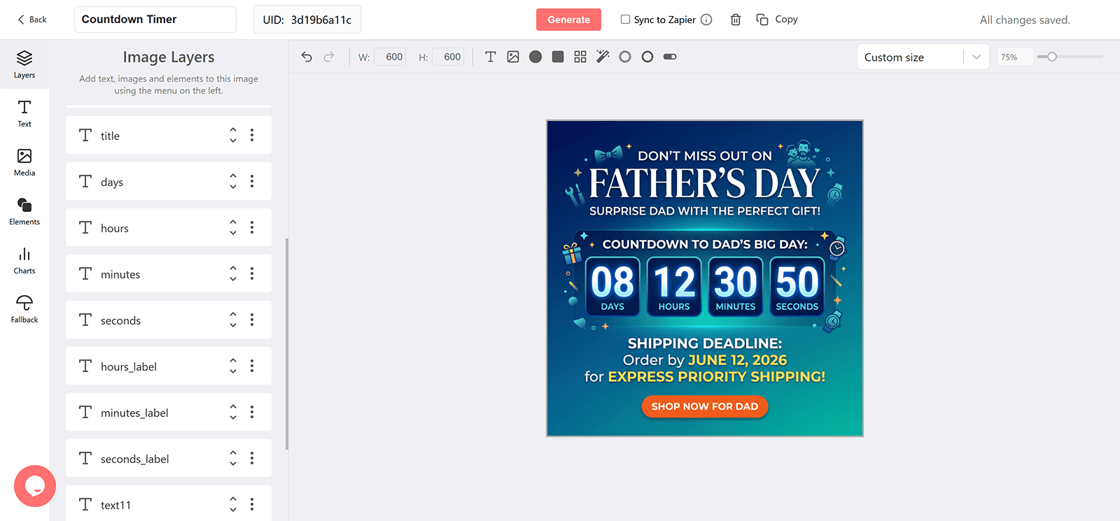 Father's Day Email Countdown Timer Generator