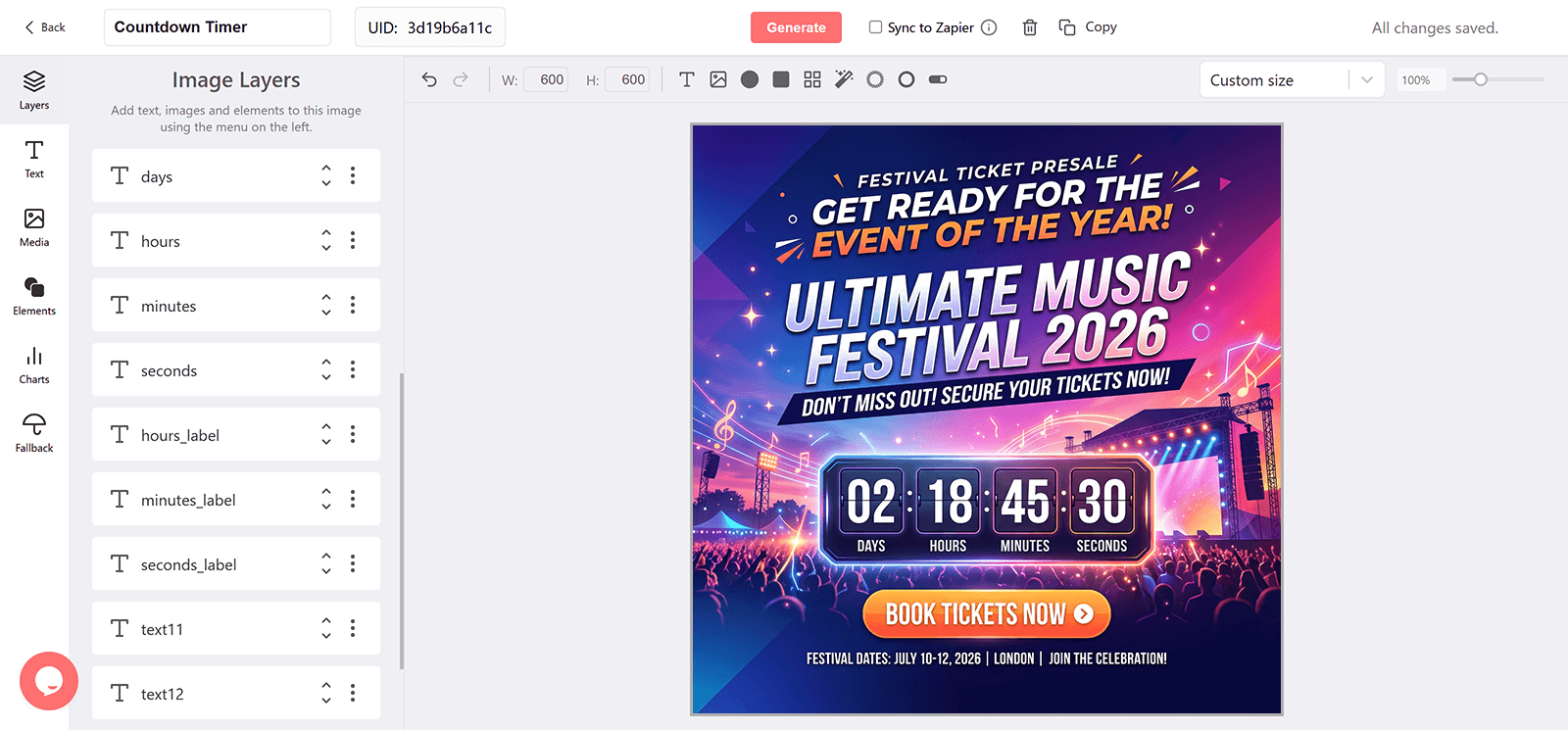 Festival Ticket Email Countdown Timer Generator