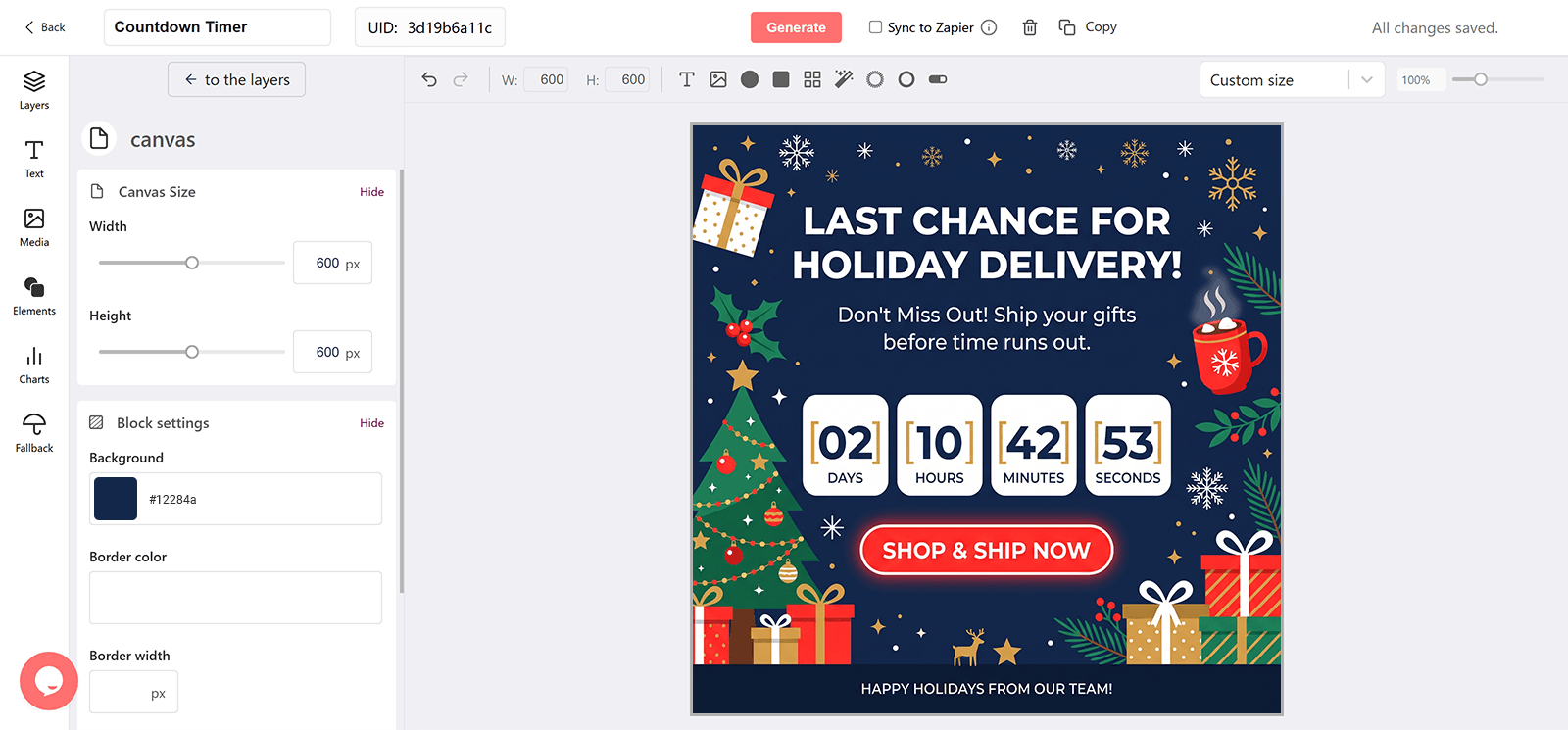 Holiday Shipping Cutoff Email Countdown Timer Generator