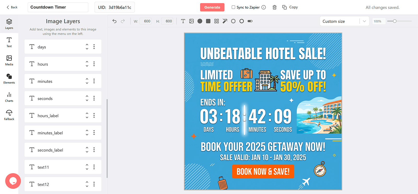 Hotel Sale Email Countdown Timer Generator