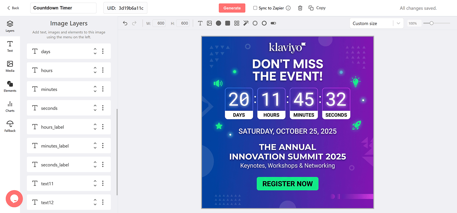 Klaviyo Countdown Timer Generator for Email