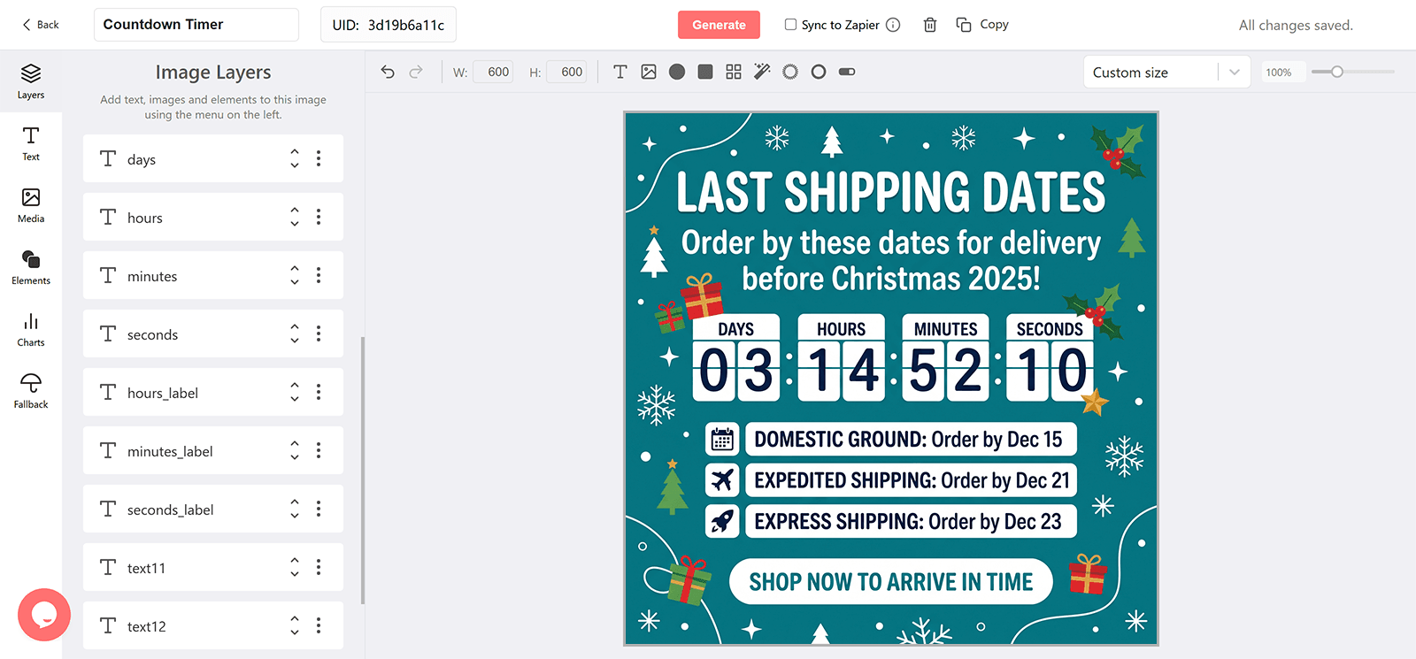 Last Shipping Dates Email Countdown Timer Generator