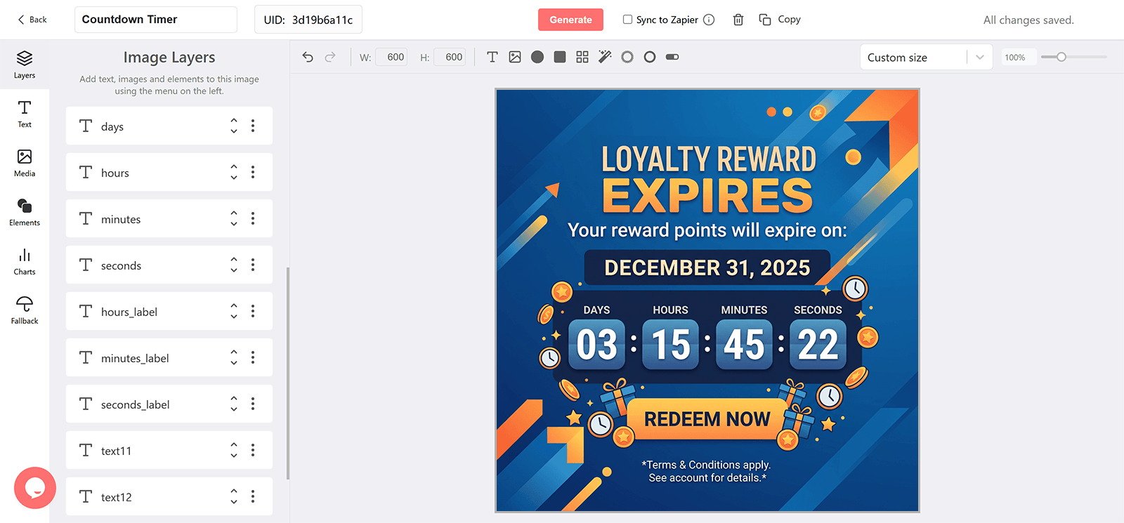 Loyalty Reward Expires Email Countdown Timer Generator