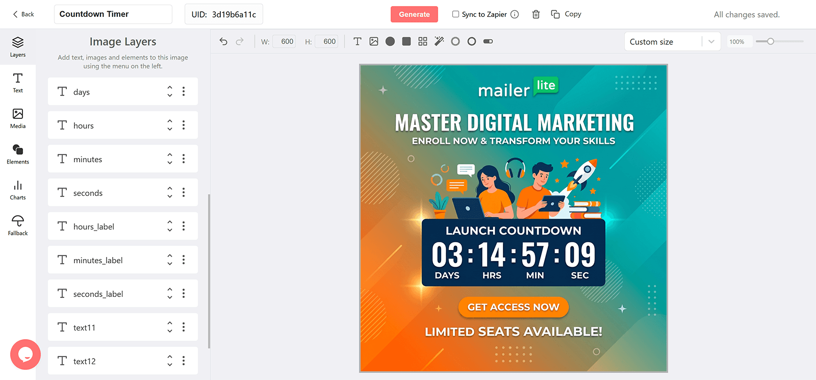 MailerLite Countdown Timer Generator for Email
