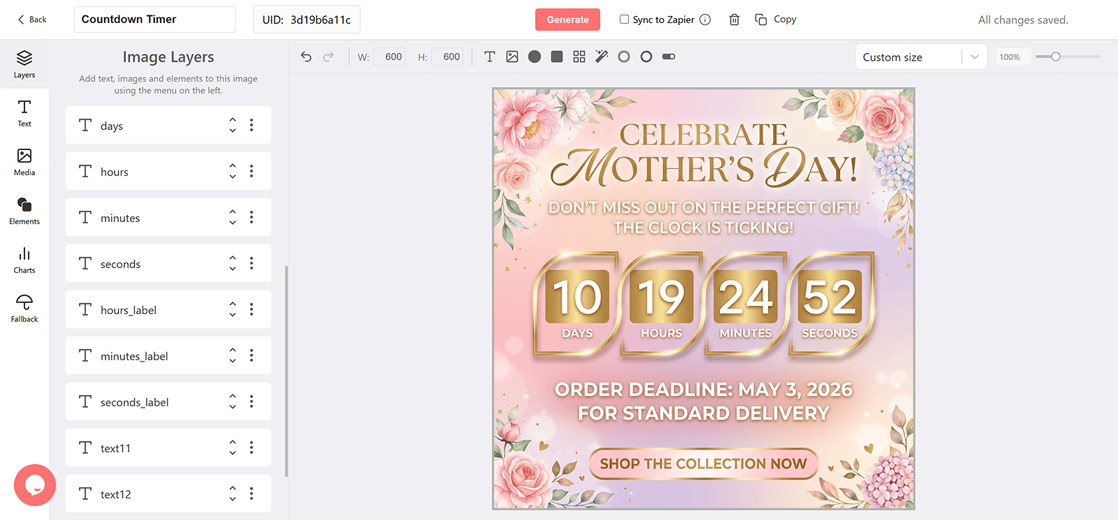 Mother's Day Email Countdown Timer Generator