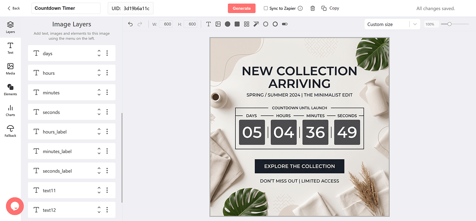 New Collection Email Countdown Timer Generator