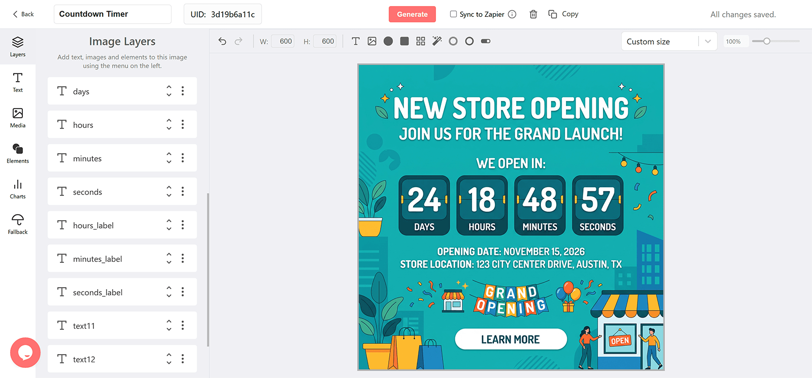 New Store Opening Email Countdown Timer Generator