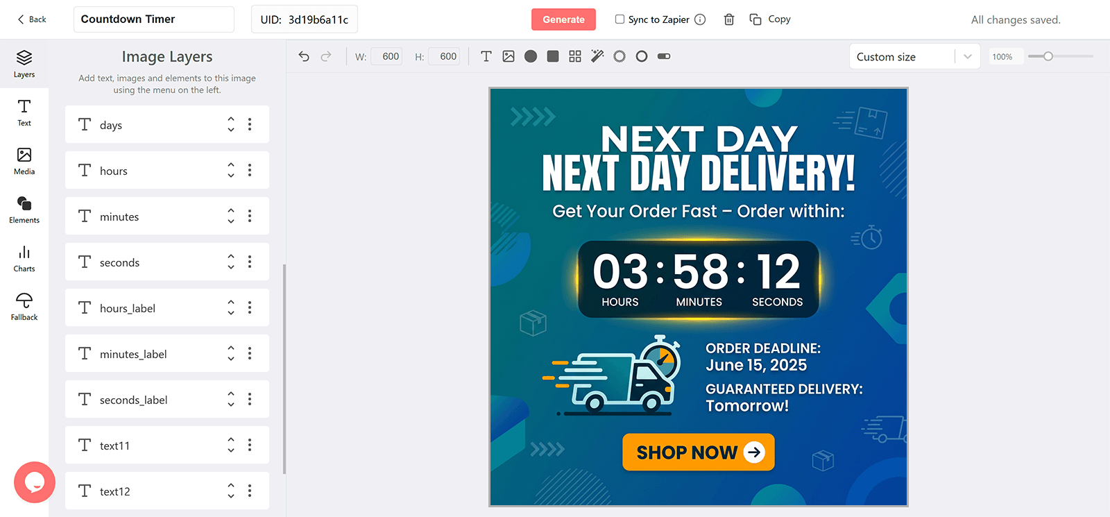 Next-Day Delivery Email Countdown Timer Generator
