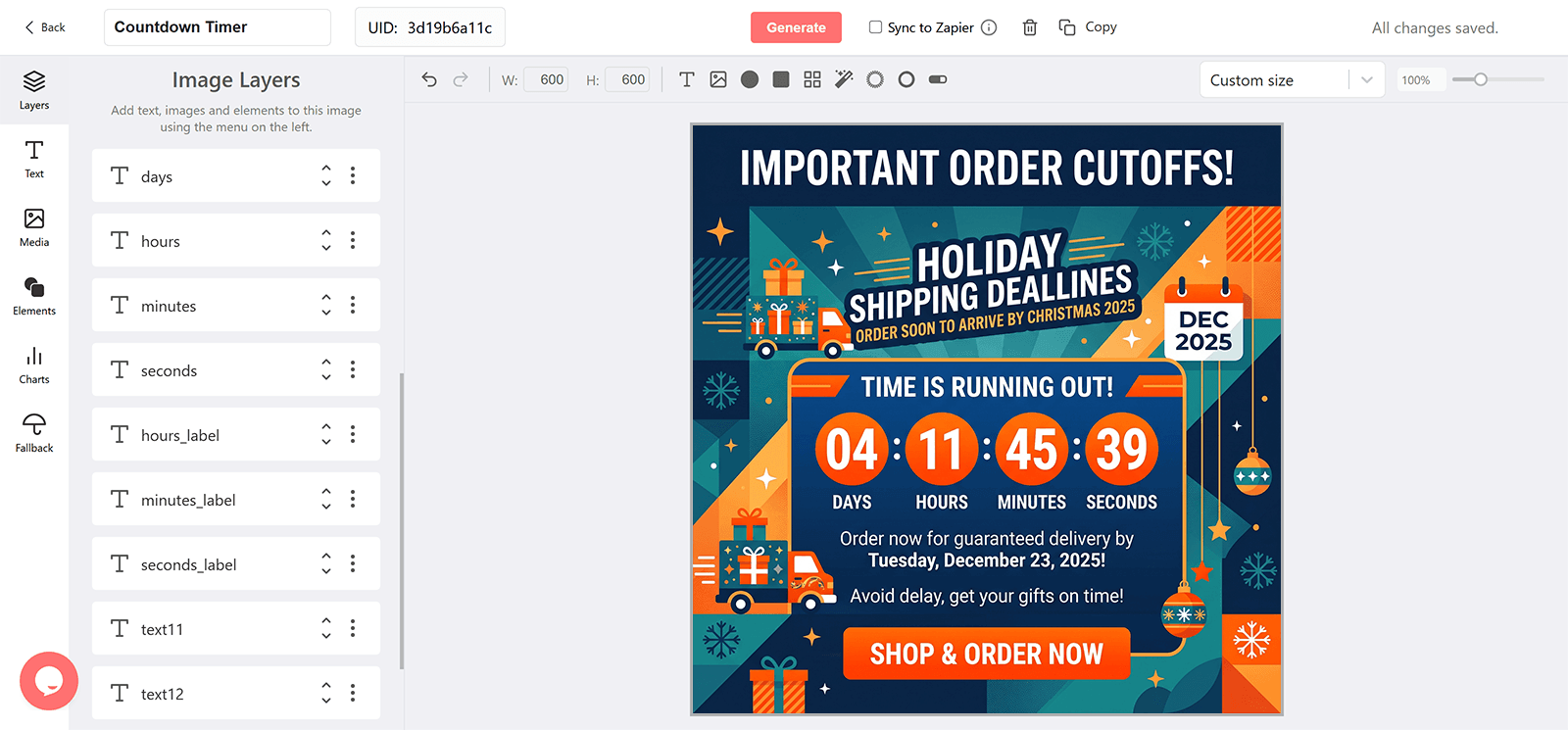 Order Cutoffs Email Countdown Timer Generator