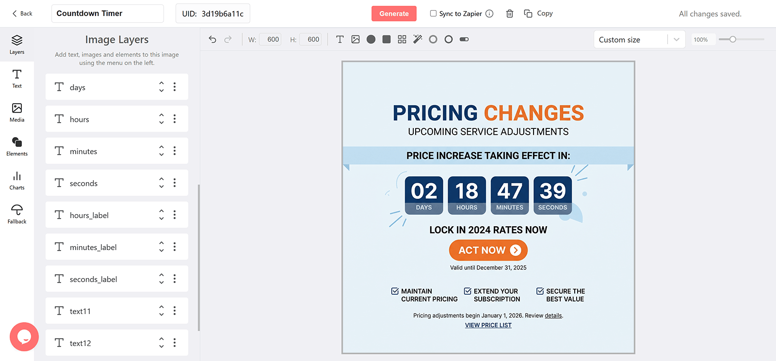 Pricing Changes Email Countdown Timer Generator