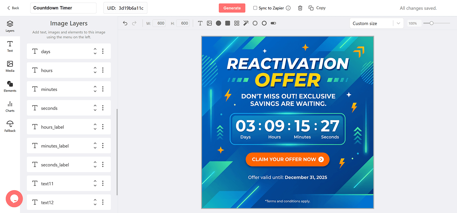Reactivation Offer Email Countdown Timer Generator
