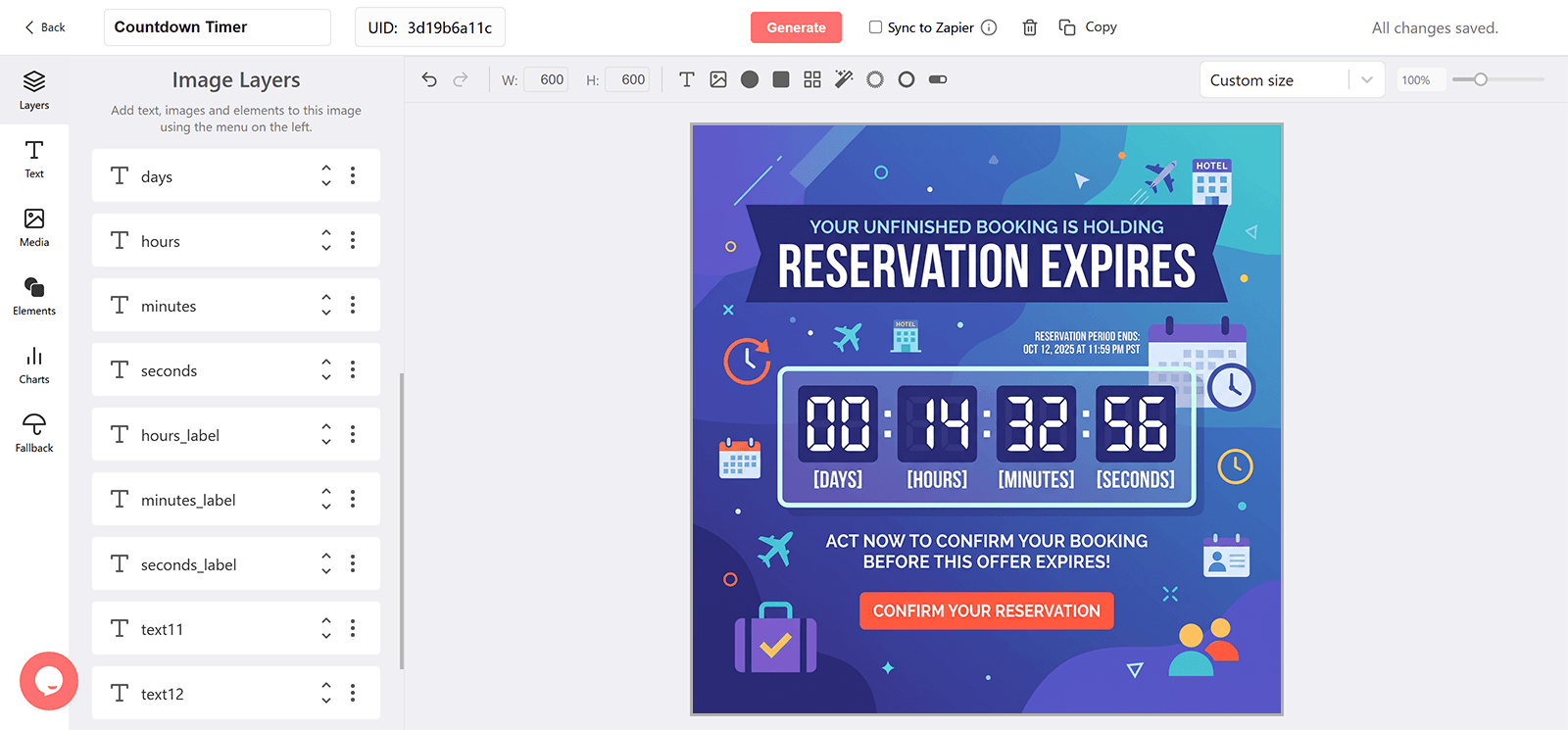 Reservation Expires Email Countdown Timer Generator