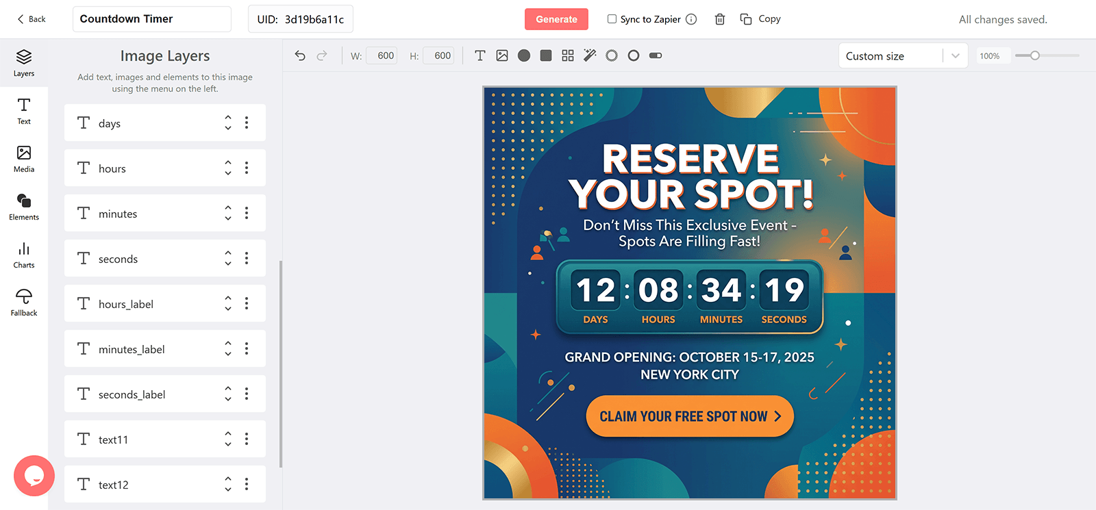 Reserve Your Spot Email Countdown Timer Generator