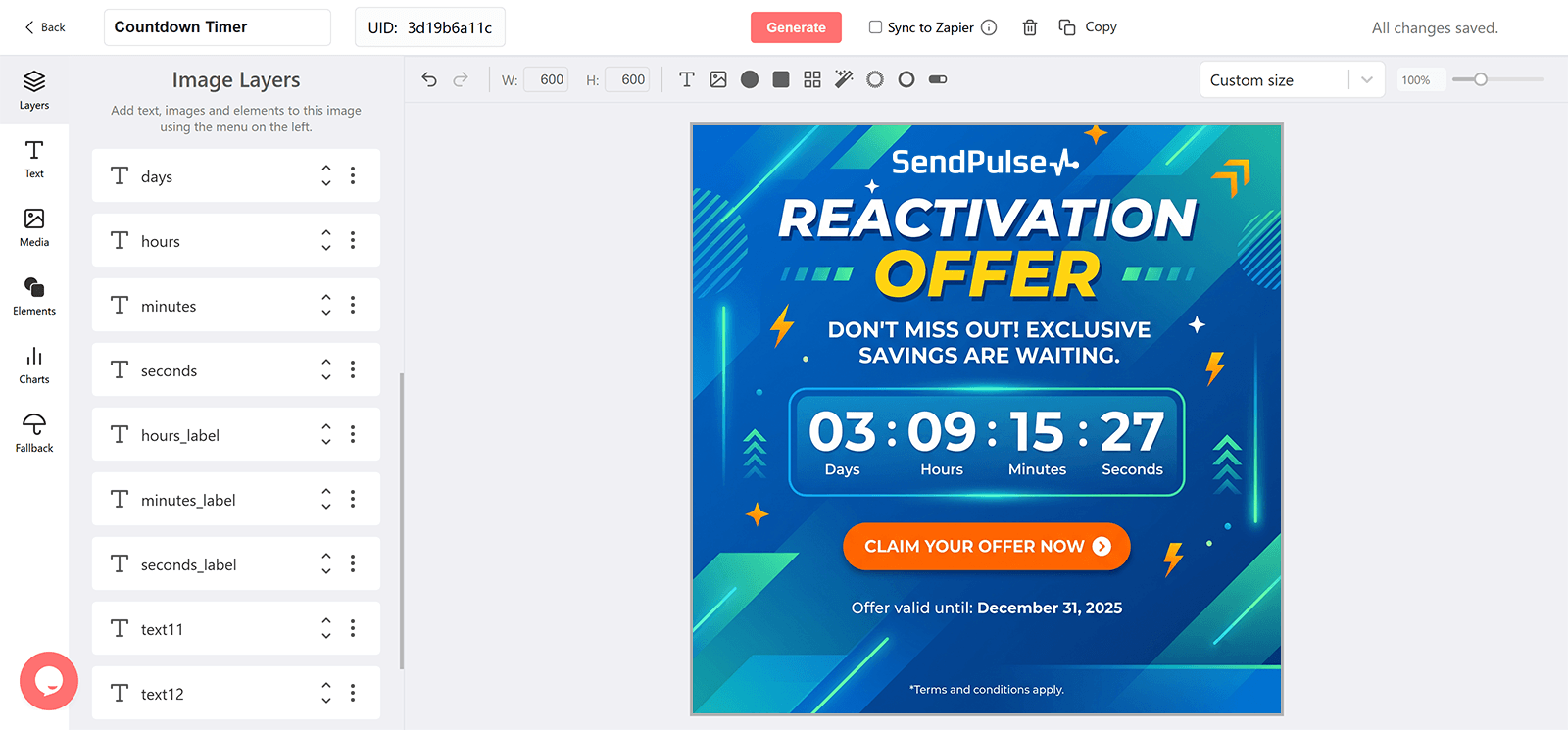 SendPulse Countdown Timer Generator for Email