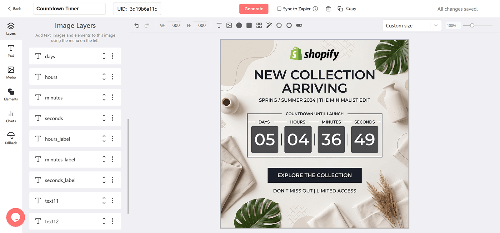 Shopify Countdown Timer Generator for Email