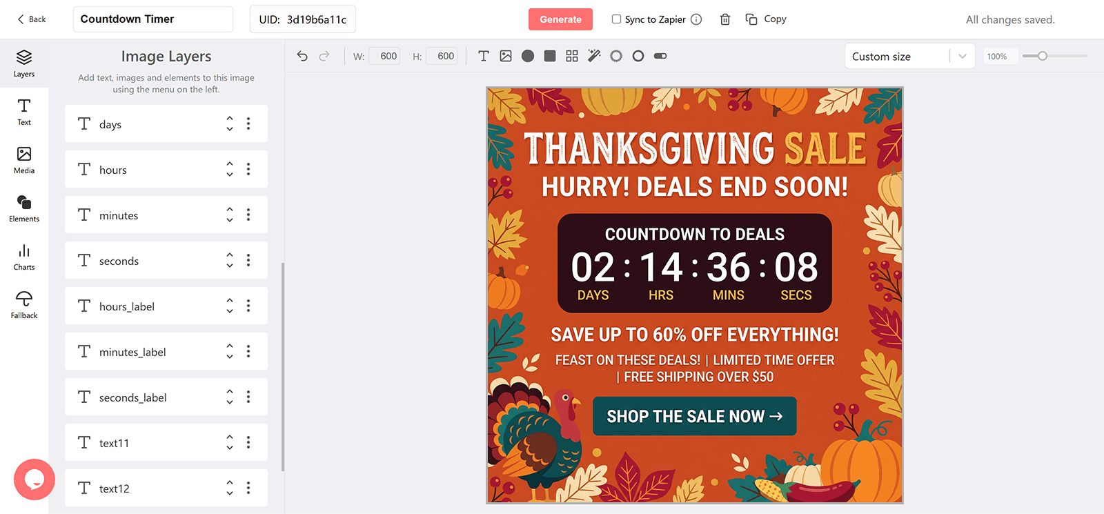 Thanksgiving Sale Email Countdown Timer Generator