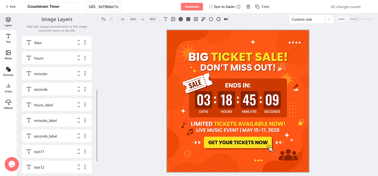 Ticket Sale Email Countdown Timer Generator