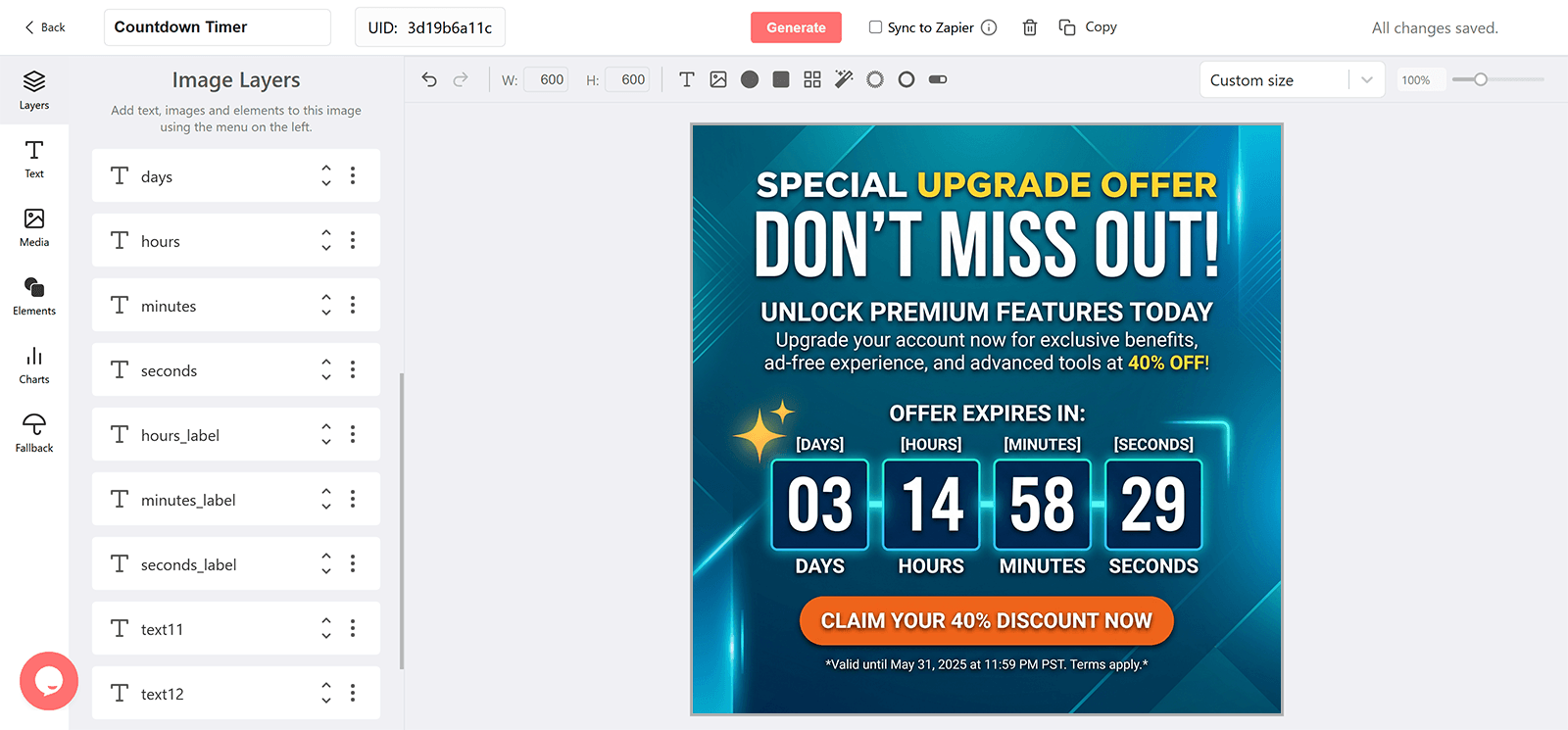 Upgrade Offer Email Countdown Timer Generator